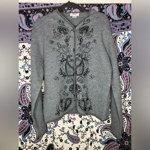 Talbots merino wool beaded embroidered sweater